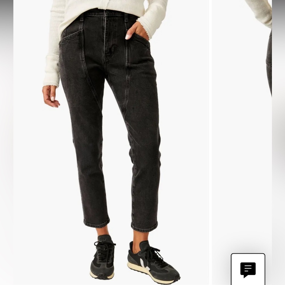 FREE PEOPLE NWT Beacon Mid Rise Slim Crop Jeans - Black Quartz 28